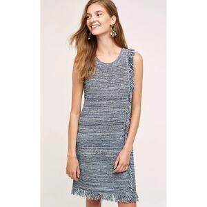Anthropologie Holding Horses Blue Fringed Kint Sweater Dress Small
